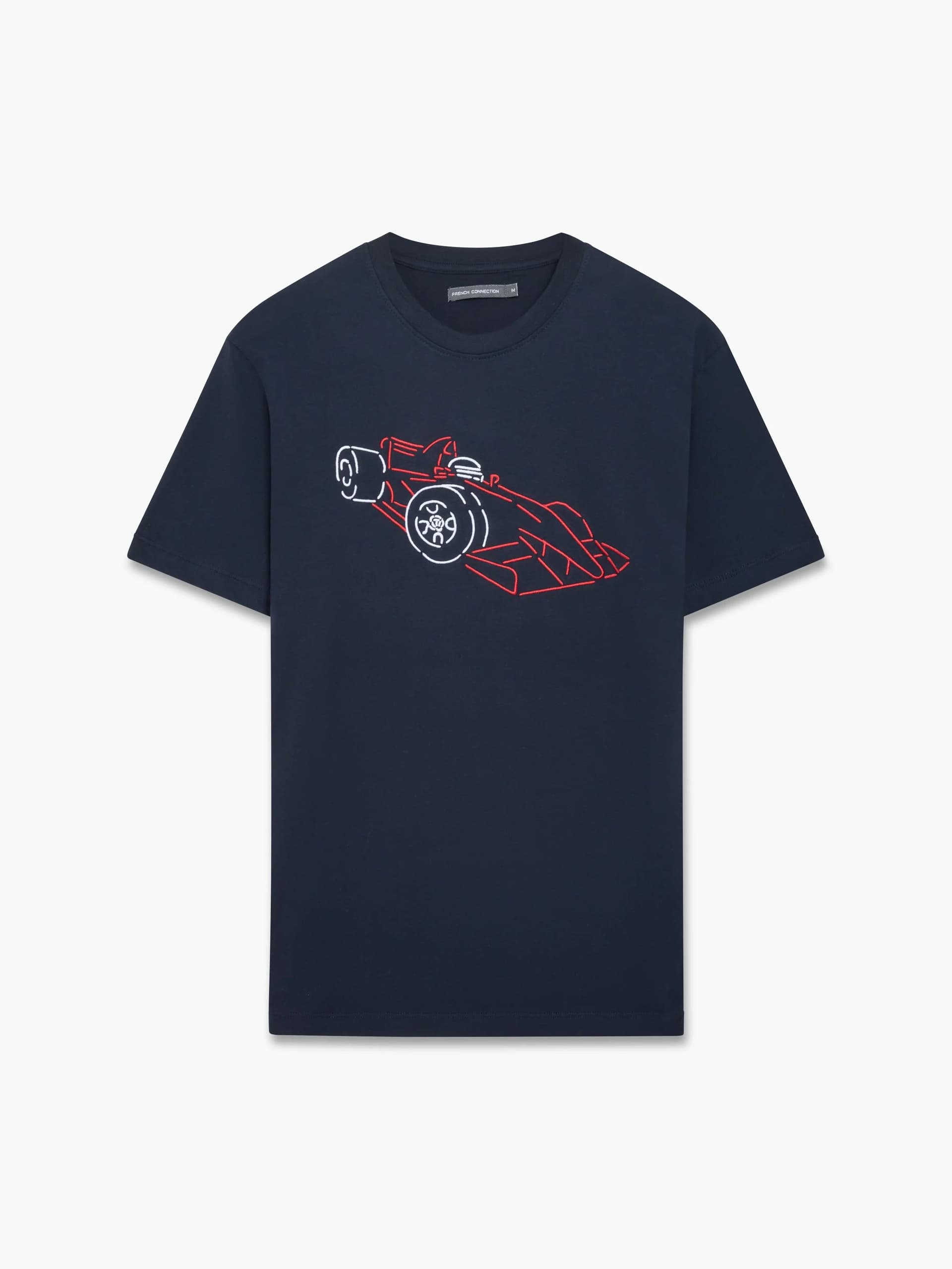 French Connection Racing Car Embroidered T-Shirt Marine Blue