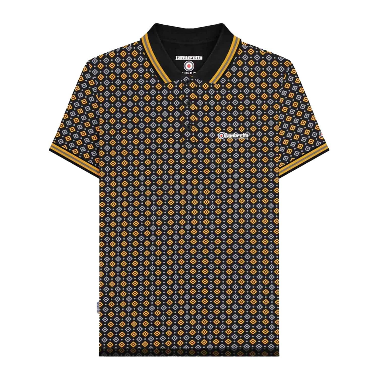 Lambretta Lambretta Men's Geometric Polo Shirt in Black