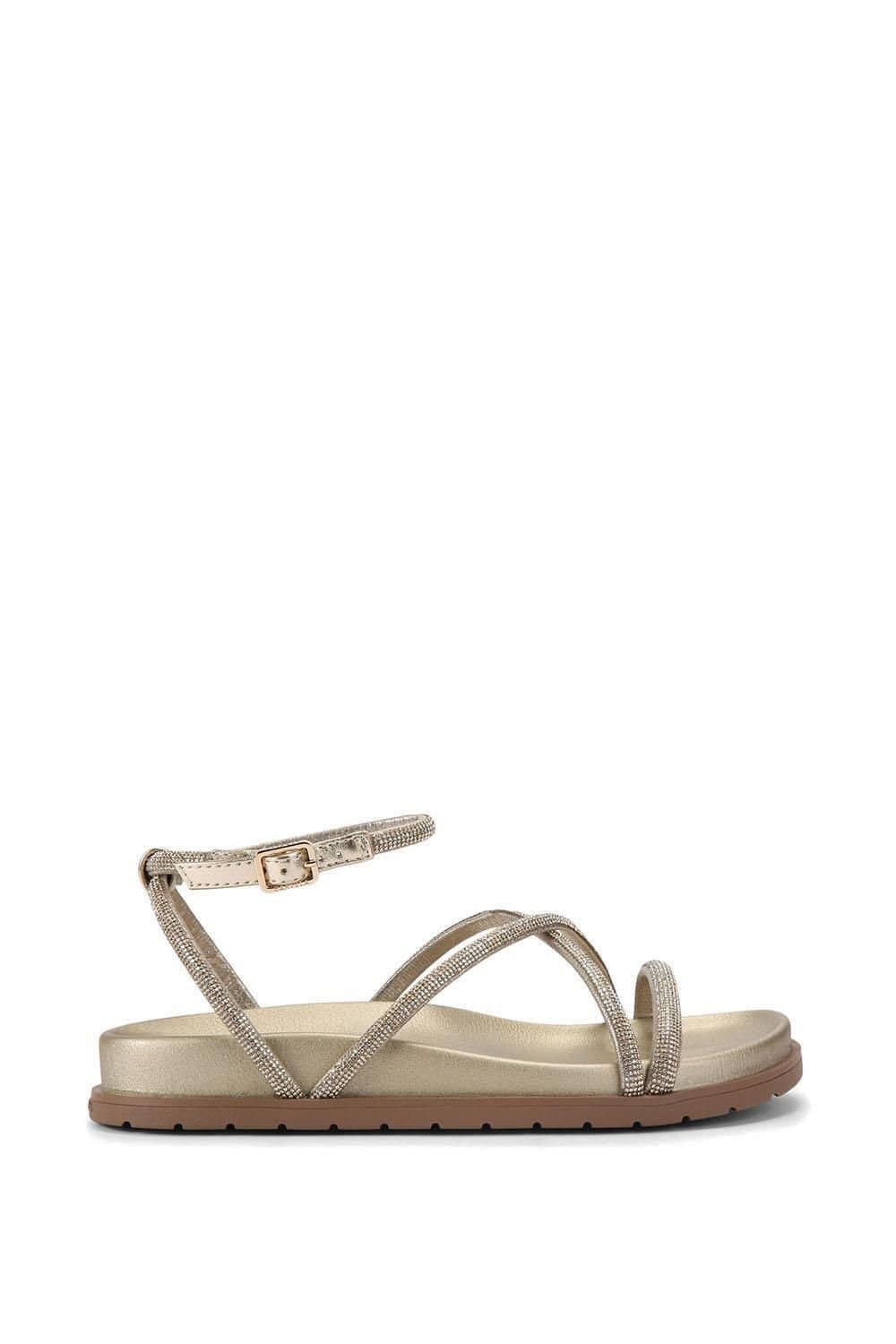 Carvela Carvela Women's 'Ravello Flat' Fabric Sandals in Gold