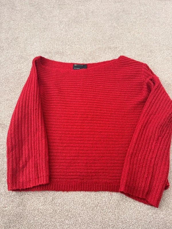 ASOS asos red off shoulder jumper