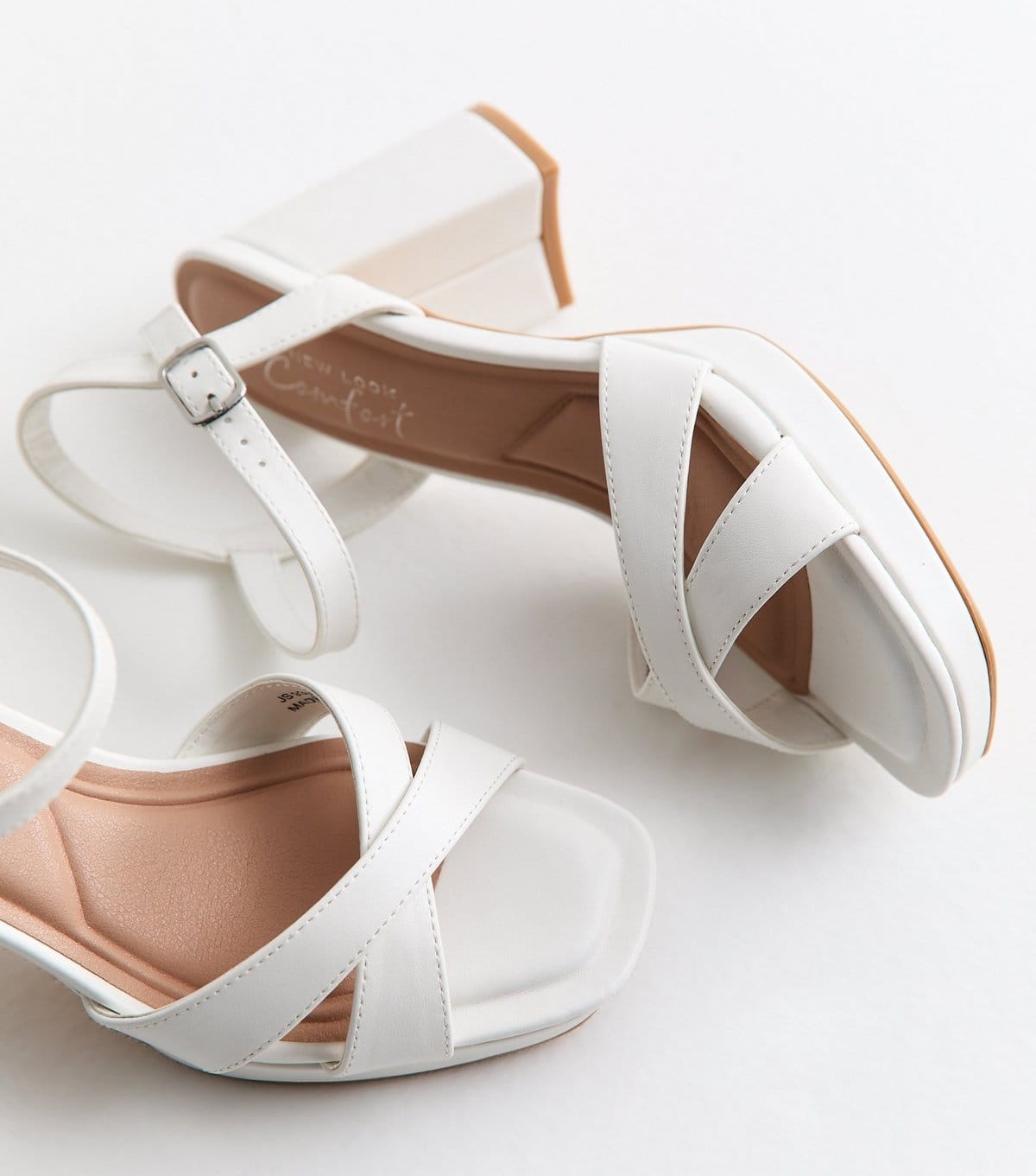 New Look Women's White Faux Leather Platform Sole High Heel Sandals Vegan New Look - 4