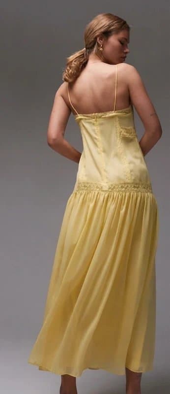 Topshop Topshop chiffon lace yellow butter dress