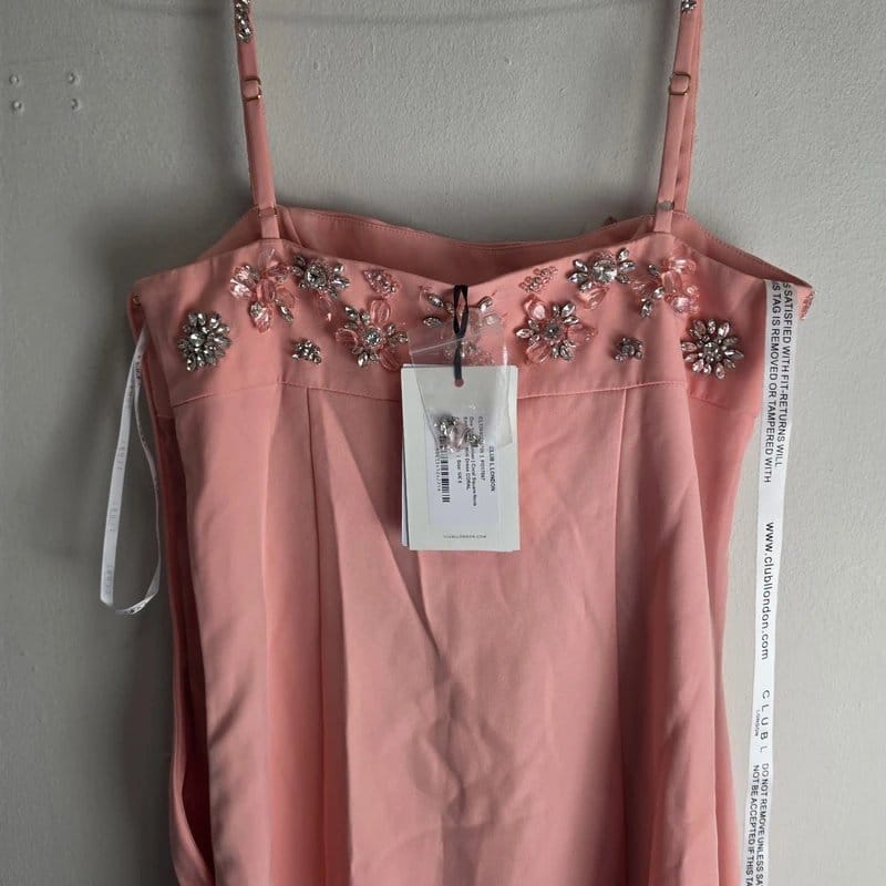 Club L London Coral Embellished Square Neck Midi Dress