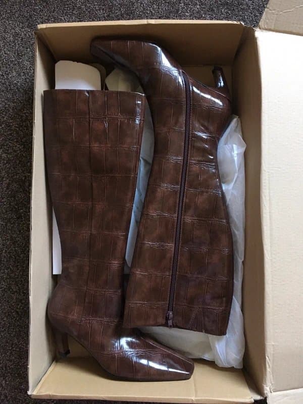 ASOS Croc leather brown knee boots