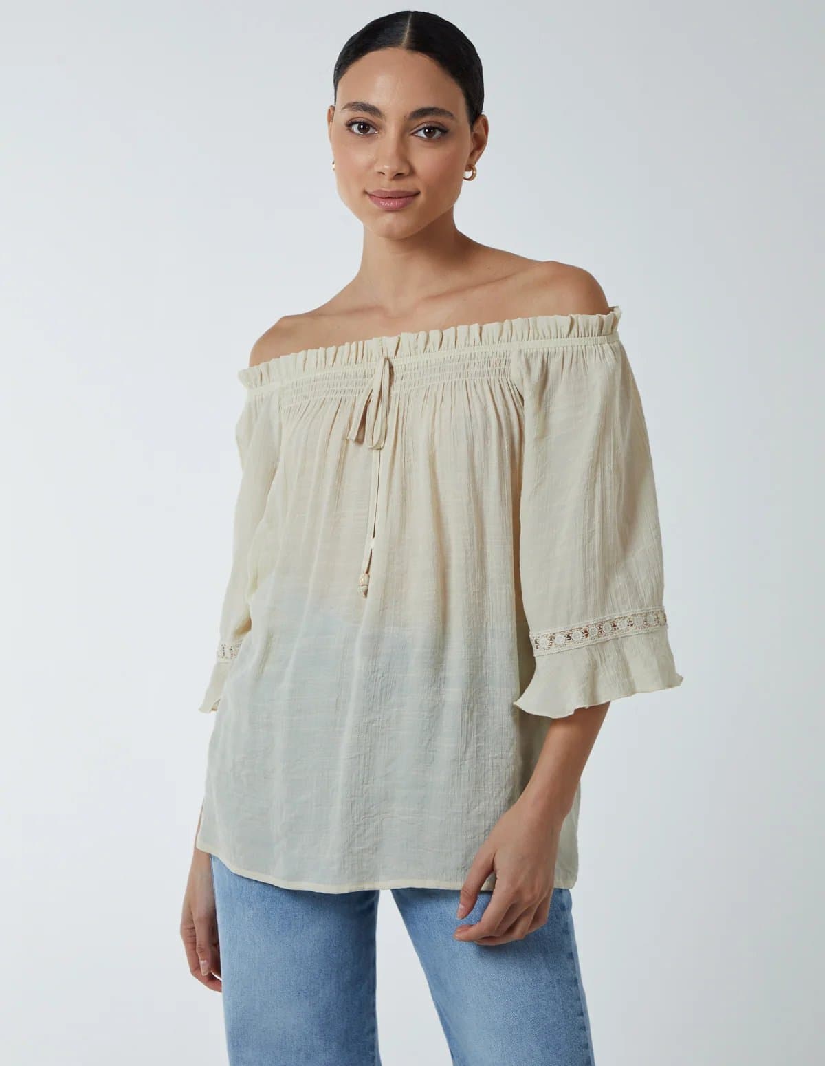 Blue Vanilla Bardot Tie Front Top