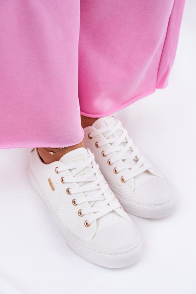 Love Lace Love Lace Women's Textile Casual Sneakers with Rounded Toe & Rubber Sole in White - 3
