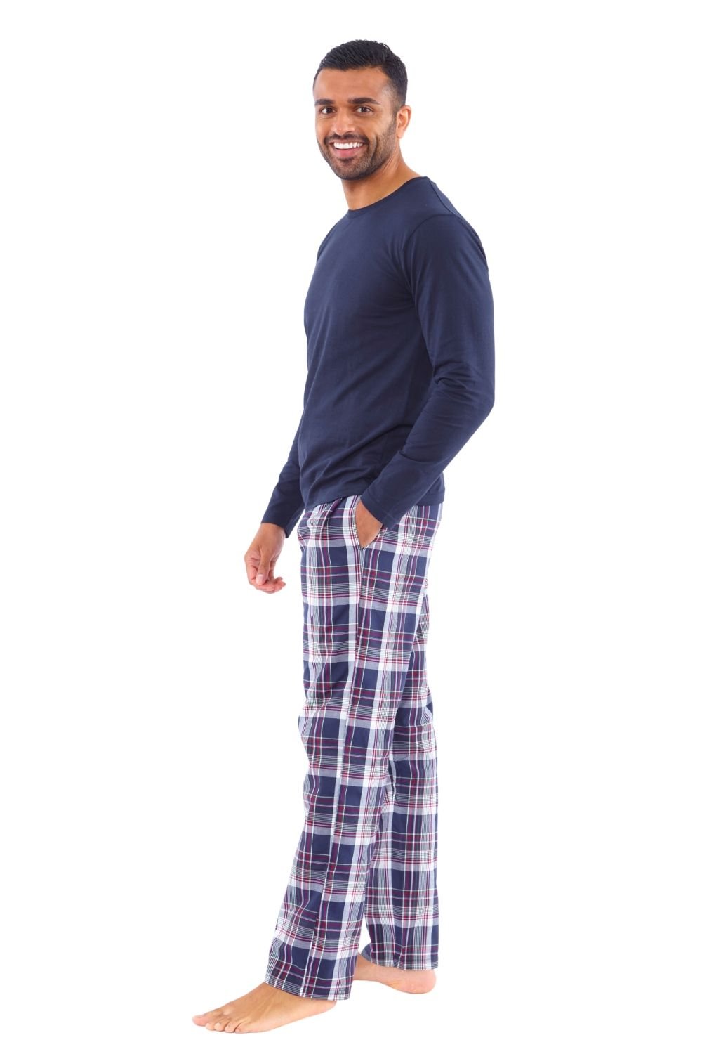 Just Essentials Just Essentials Men's Check Pyjama Trousers in Navy - 4