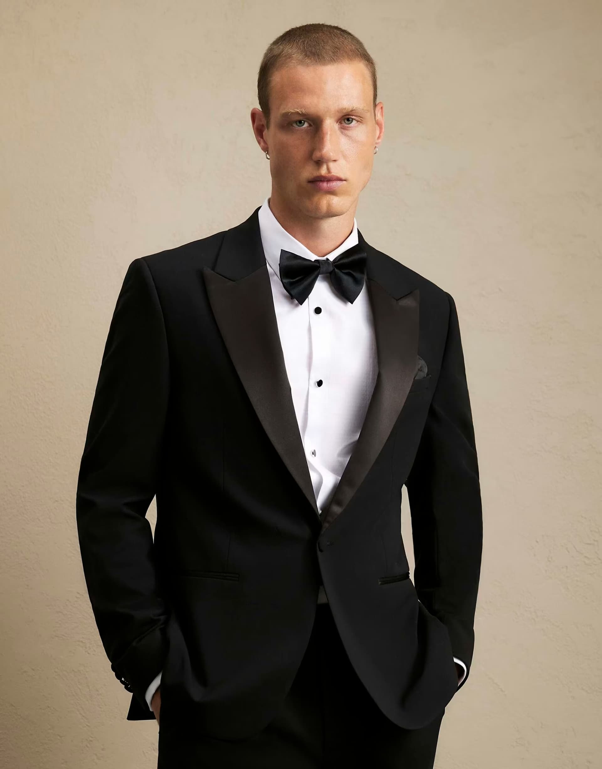 ASOS River Island Slim fit tuxedo jacket in black