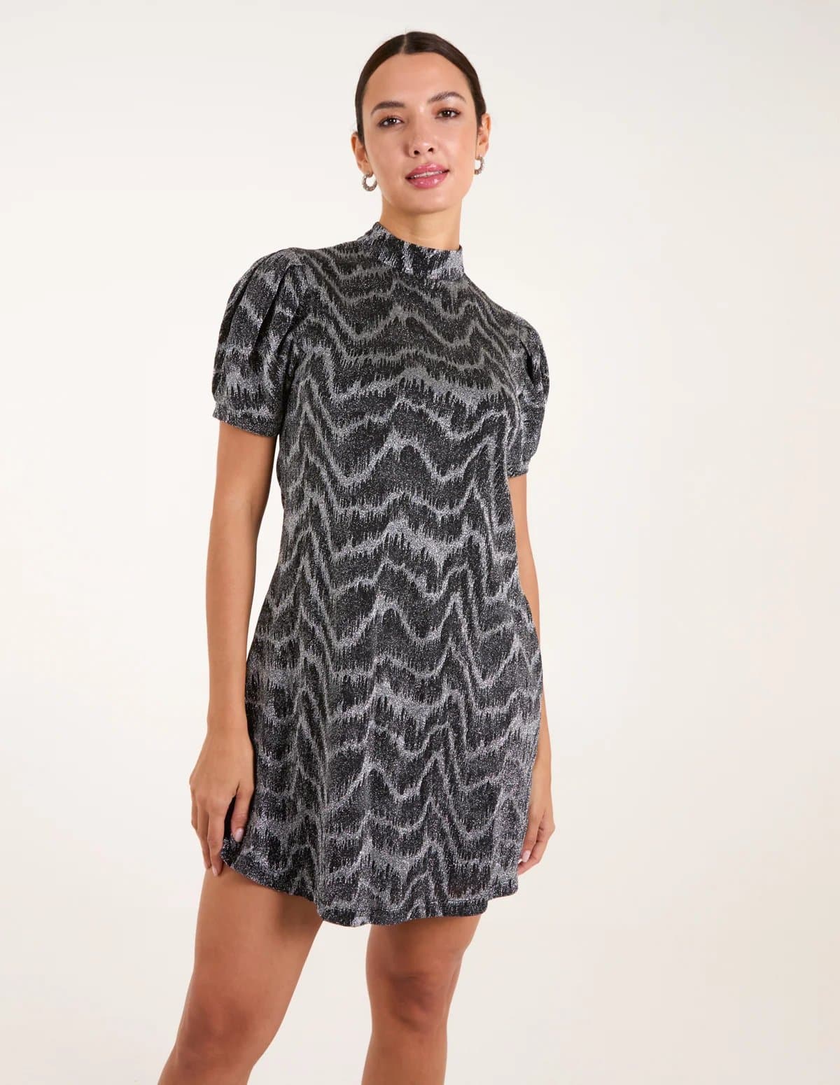 Blue Vanilla Puff Sleeve Swing Dress