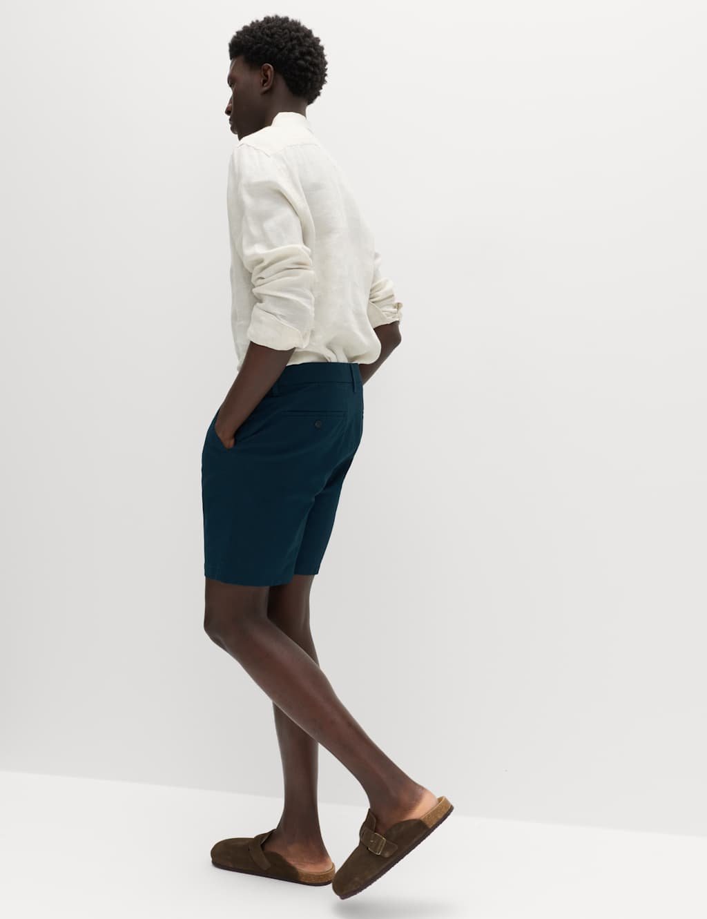 Marks & Spencer M&S Regular Fit Stretch Chino Shorts Dark Petrol - 3