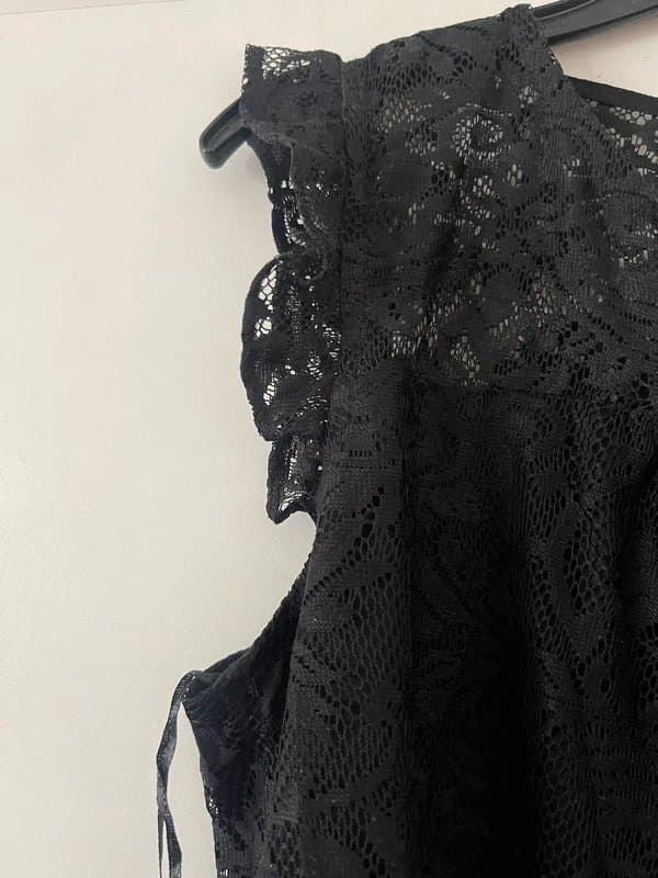 Primark Black Lace Frill Blouse