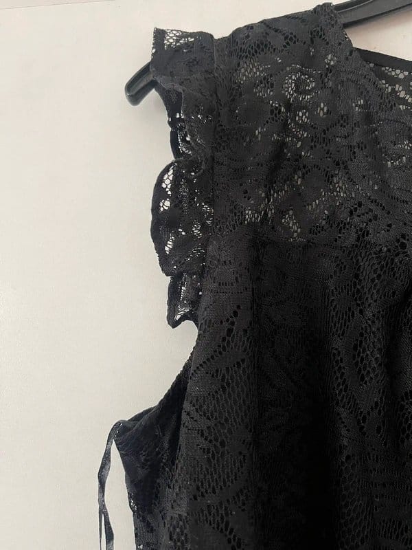 Primark Black Lace Frill Blouse