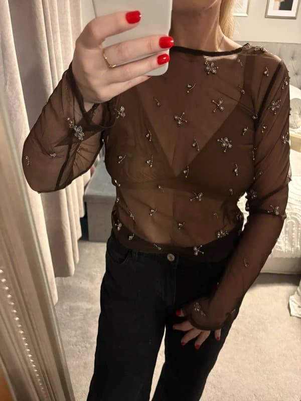 ASOS ASOS brown embellished top size 12