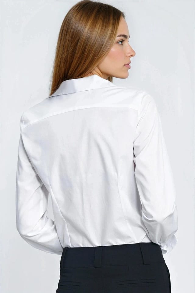 Love Lace Love Lace Women's Elegant Tailored Long Sleeve Dress Shirt in White - 3
