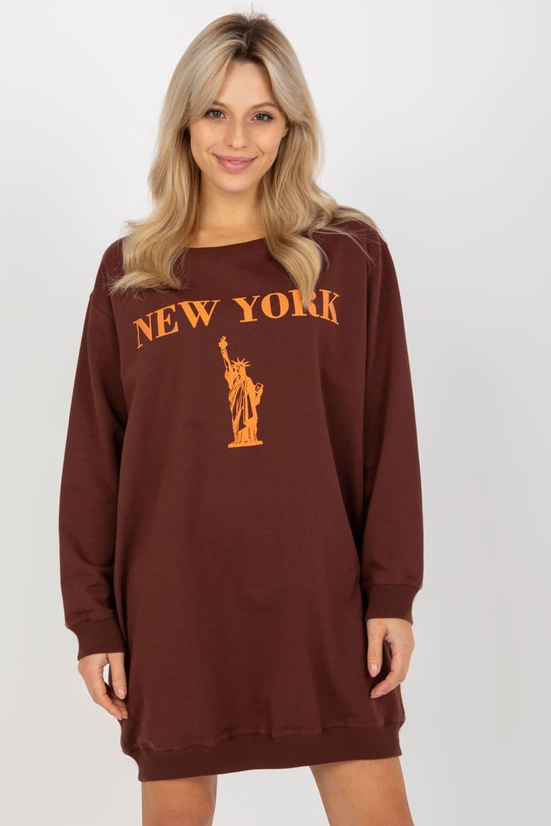 Love Lace Love Lace Women's Oversized Front Print Casual Sweatshirt in Brown