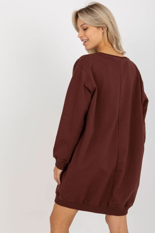Love Lace Love Lace Women's Oversized Front Print Casual Sweatshirt in Brown - 3