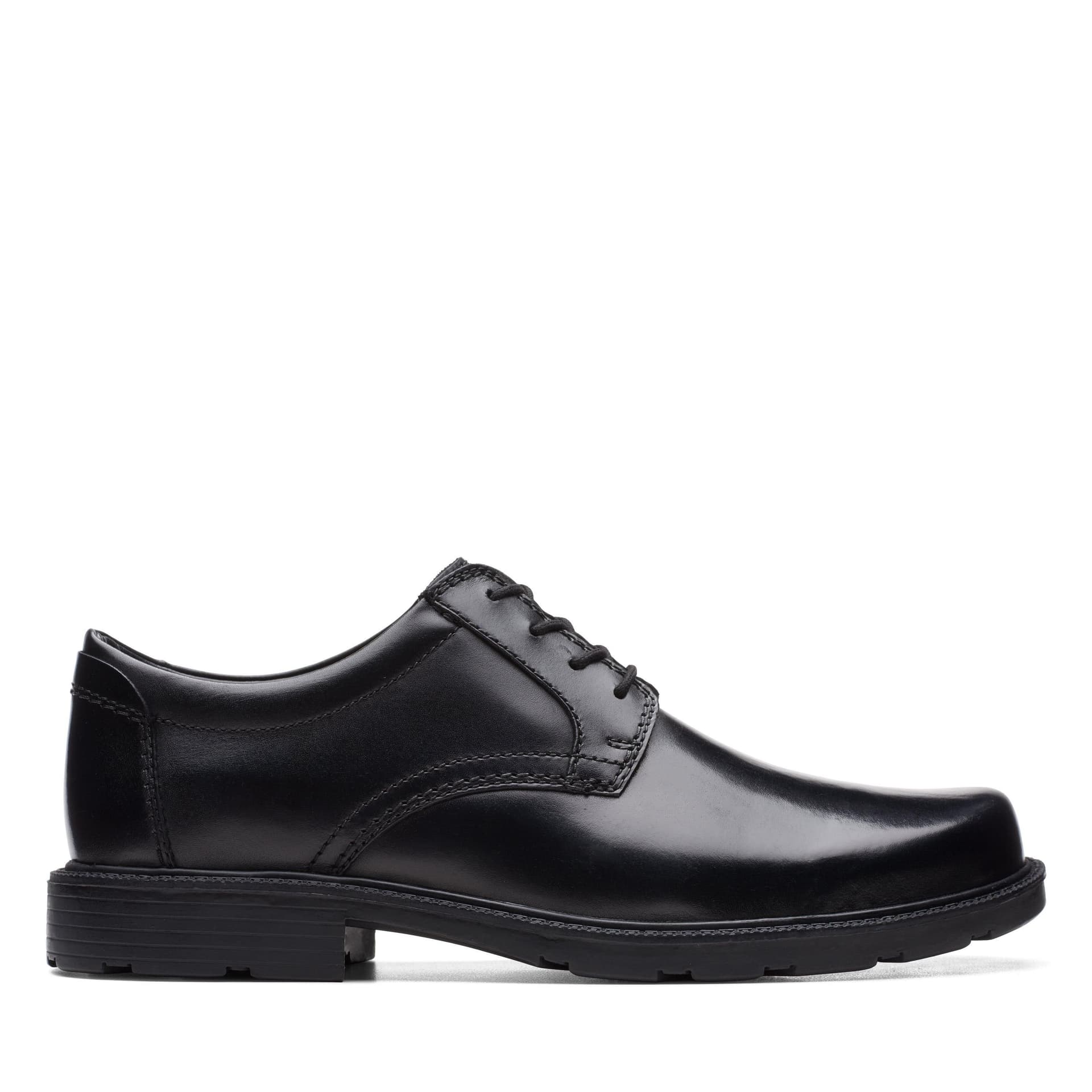 Clarks Clarks Men's Kerton Lace Black Leather Derby Shoes, Lace Up