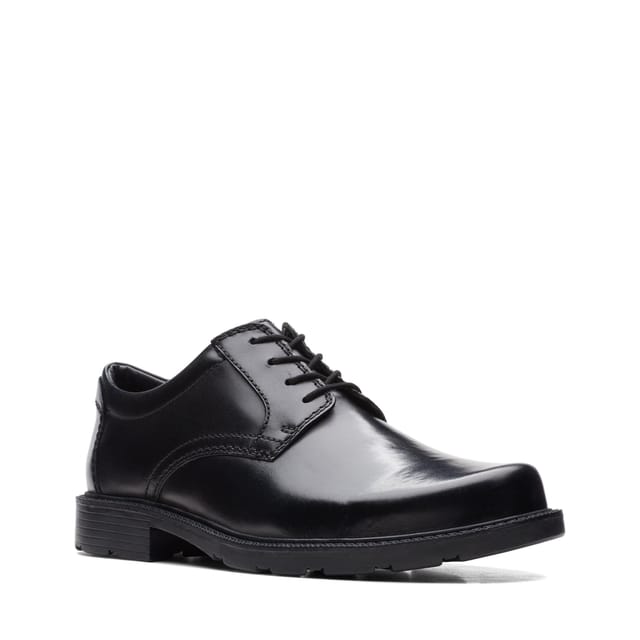 Clarks Clarks Men's Kerton Lace Black Leather Derby Shoes, Lace Up - 2