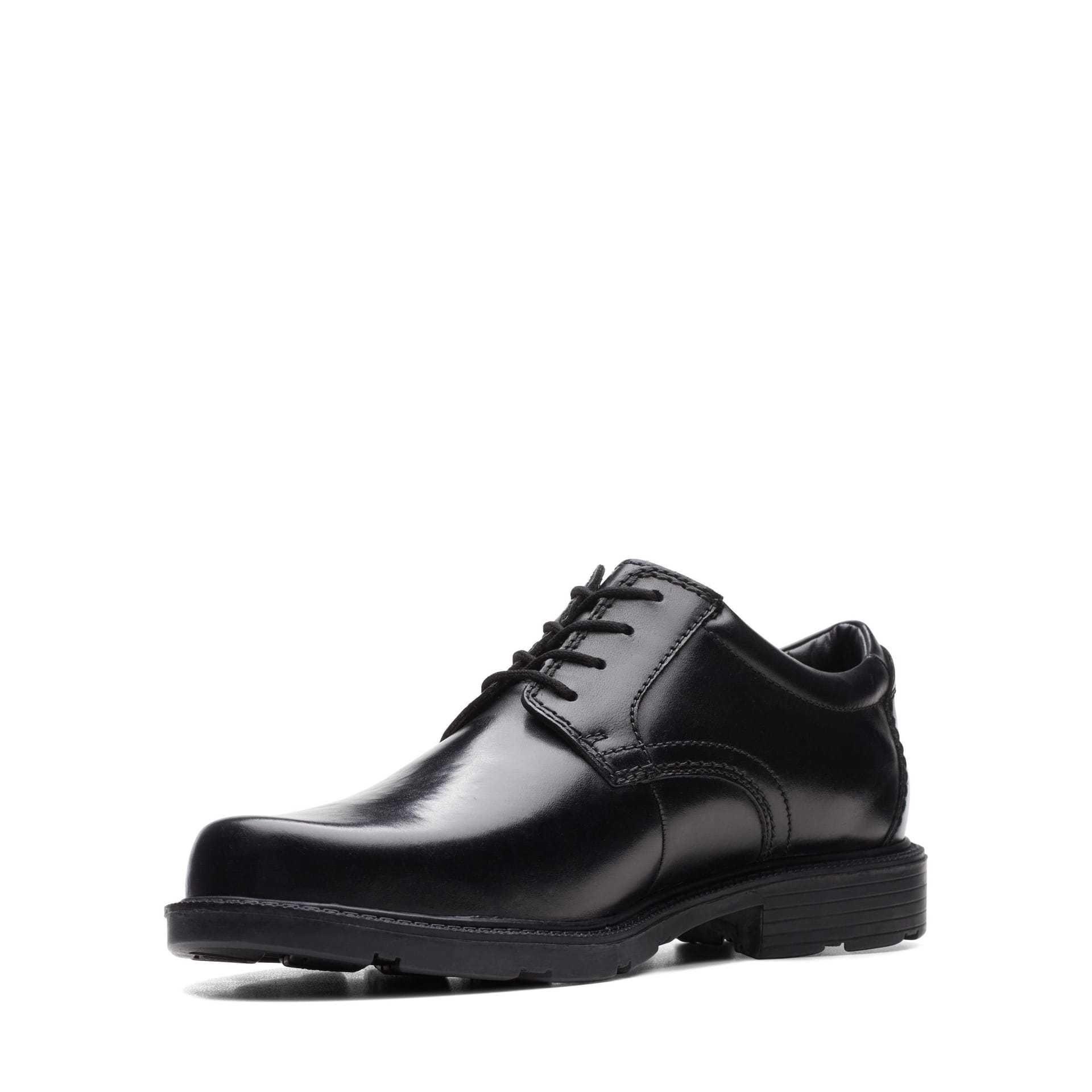 Clarks Clarks Men's Kerton Lace Black Leather Derby Shoes, Lace Up - 4