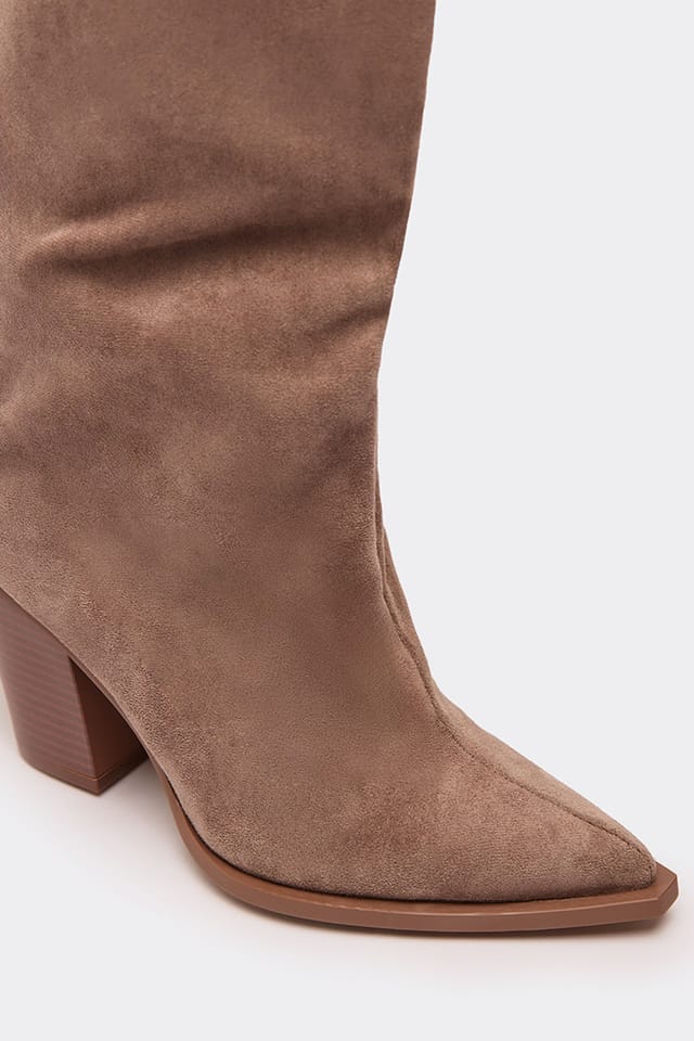 EGO EGO Women's Knee High Faux Suede Block Heel Boots in Taupe - 2