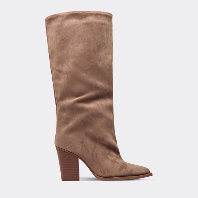 EGO EGO Women's Knee High Faux Suede Block Heel Boots in Taupe - 3