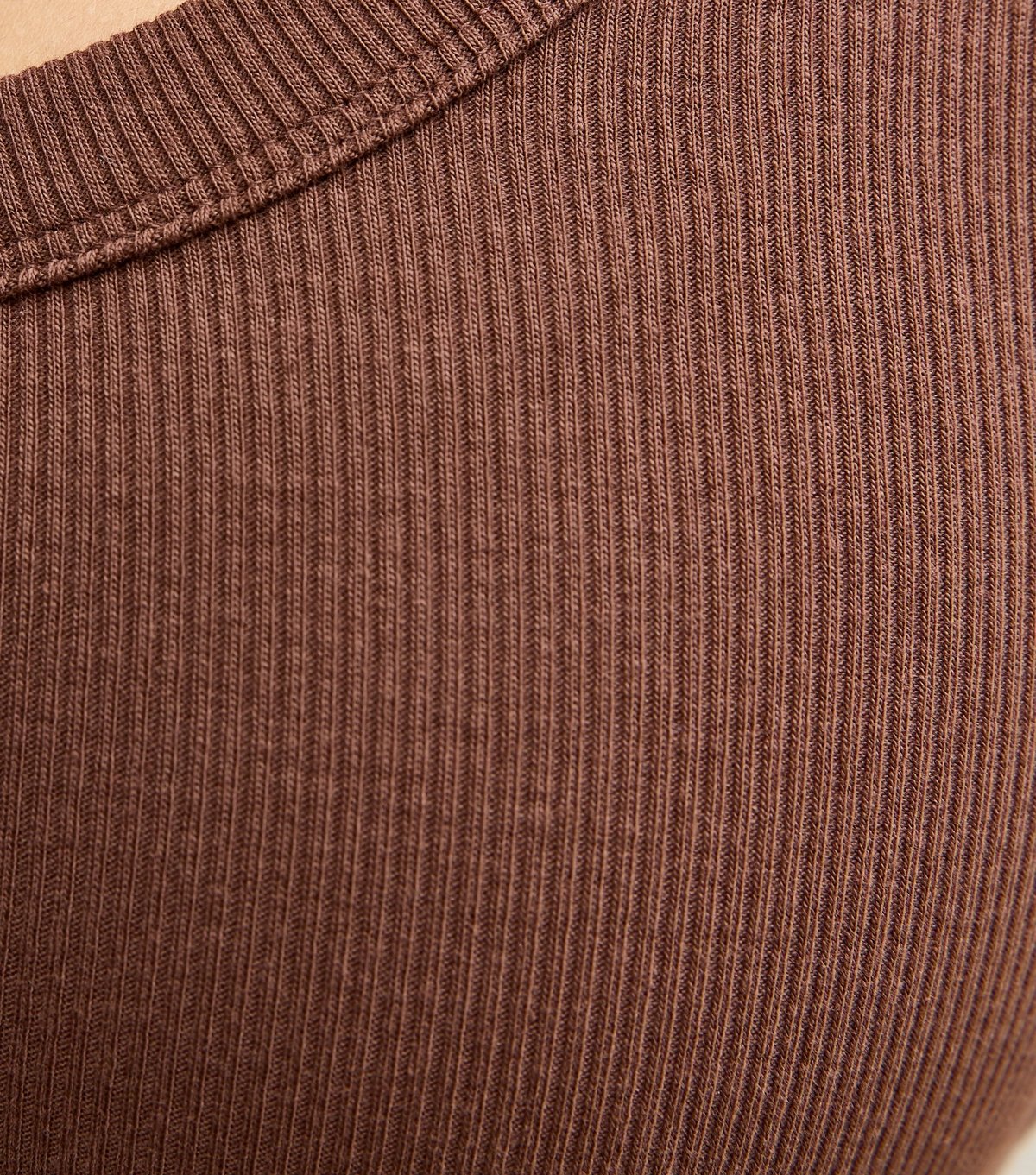 New Look Women's Petite Dark Brown Ribbed Scoop Neck Tank Top New Look - 4