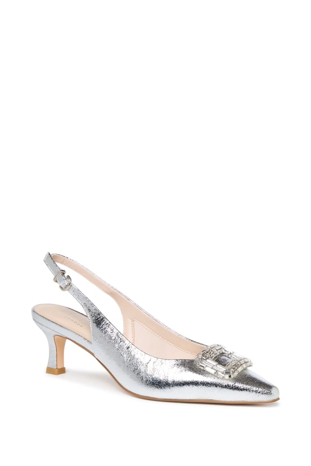 Paradox London Paradox London Women's Tierney' Stiletto Heel Slingback Shoes in Silver - 3