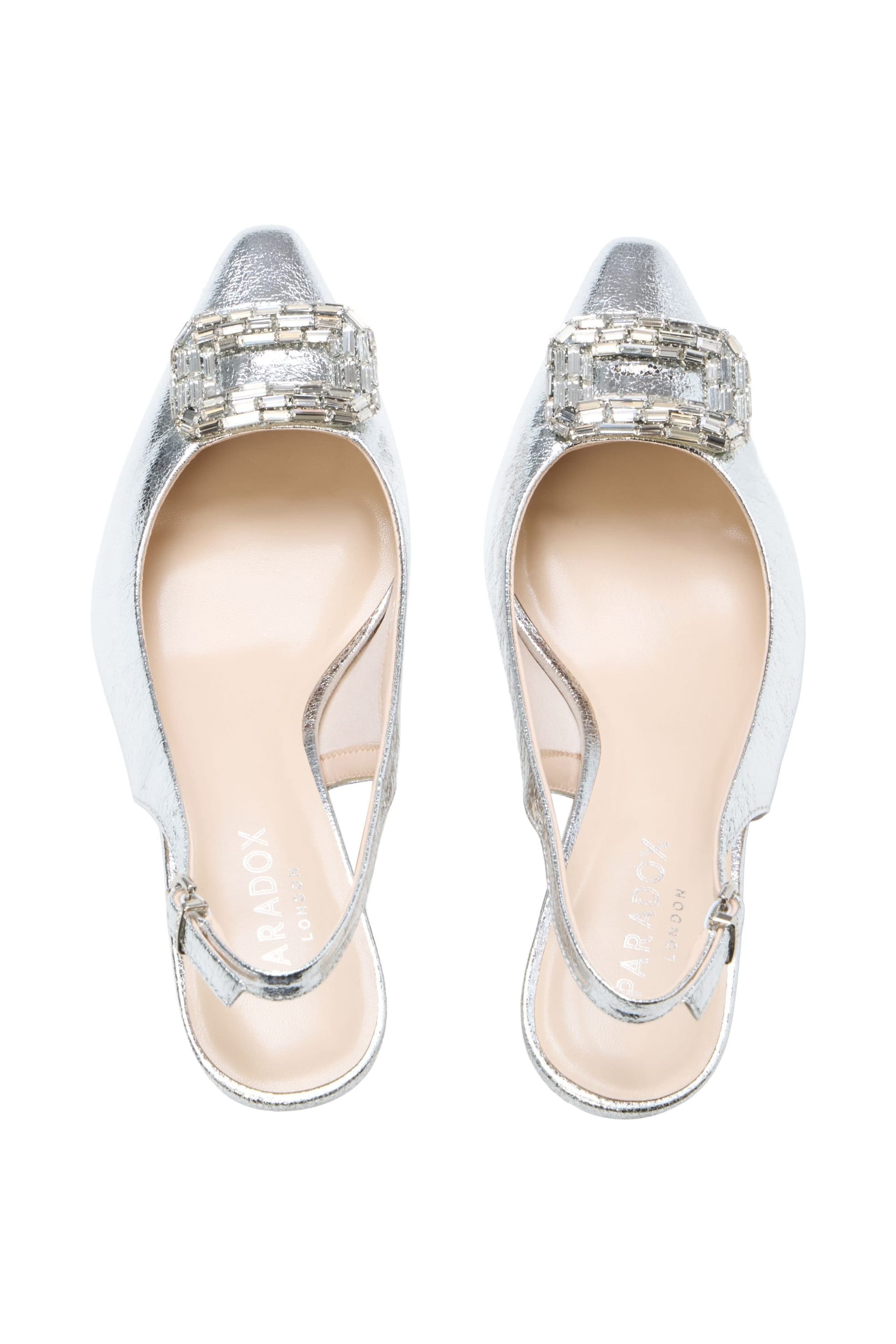 Paradox London Paradox London Women's Tierney' Stiletto Heel Slingback Shoes in Silver - 4