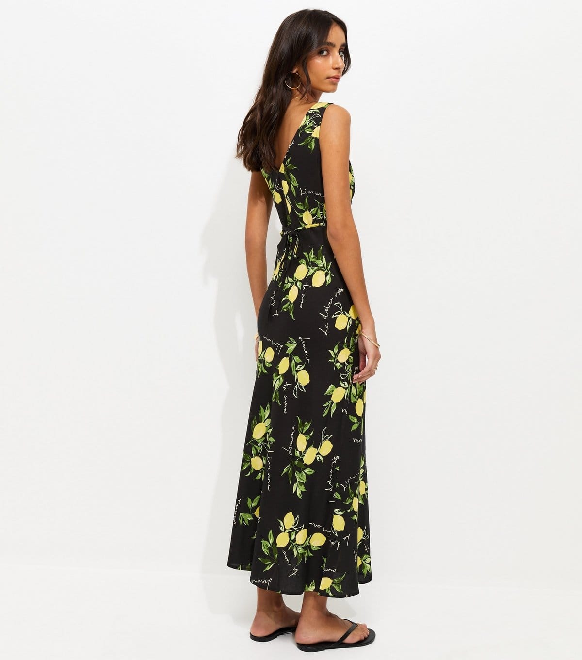 New Look Women's Black Lemon Print V-Neck Midi Dress New Look - 4