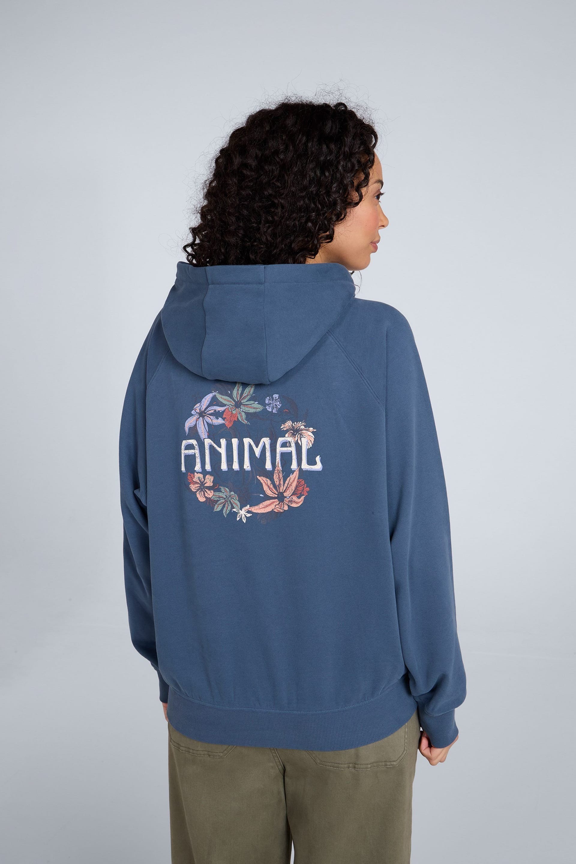 Animal Animal Women's 'Kaya' Soft Cotton Graphic Hoodie Adjustable Lightweight Sweatshirt in Dark Blue - 4