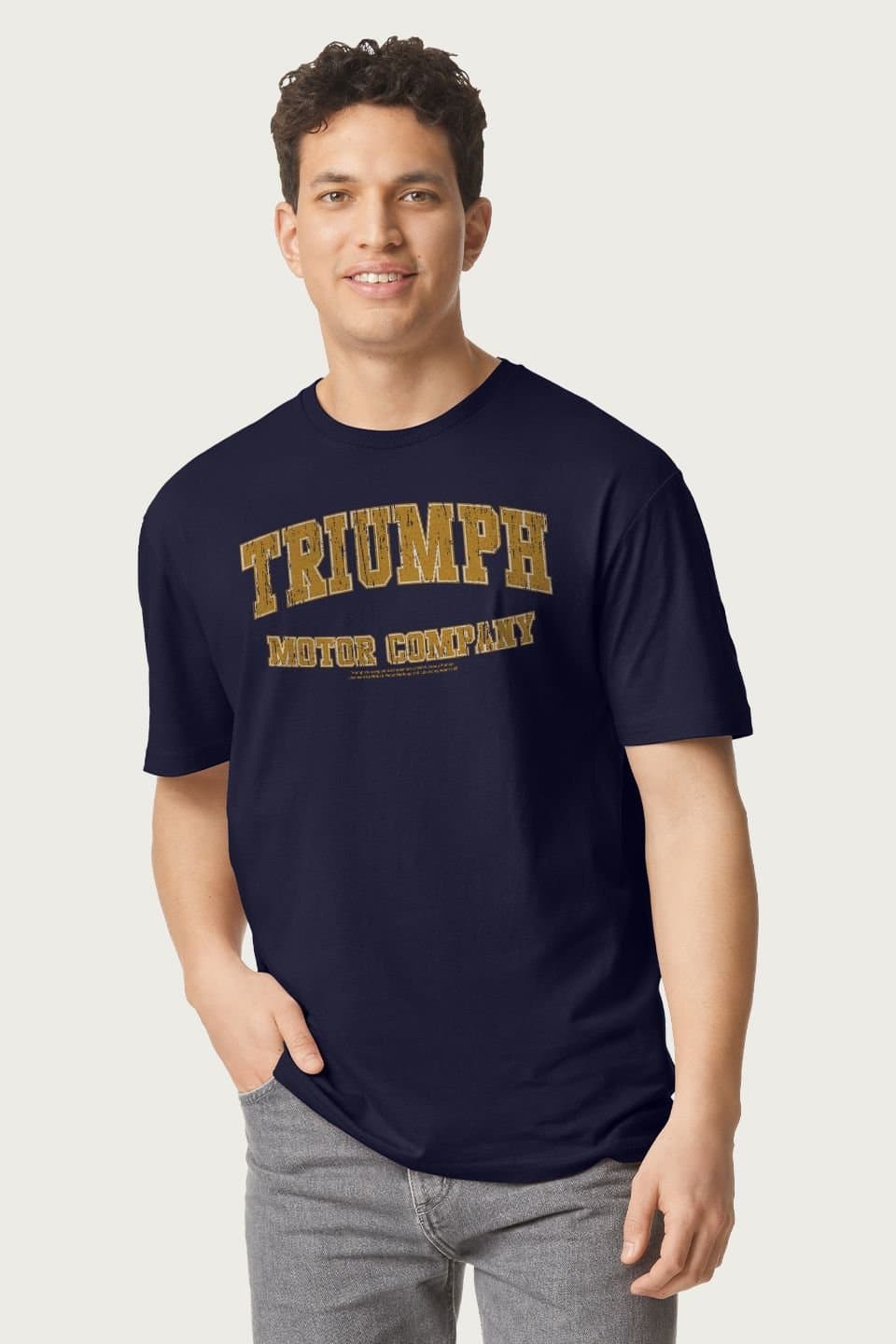 Triumph Motor Company Triumph Motor Company Men's College Sports British Motor Heritage T-Shirt in Navy