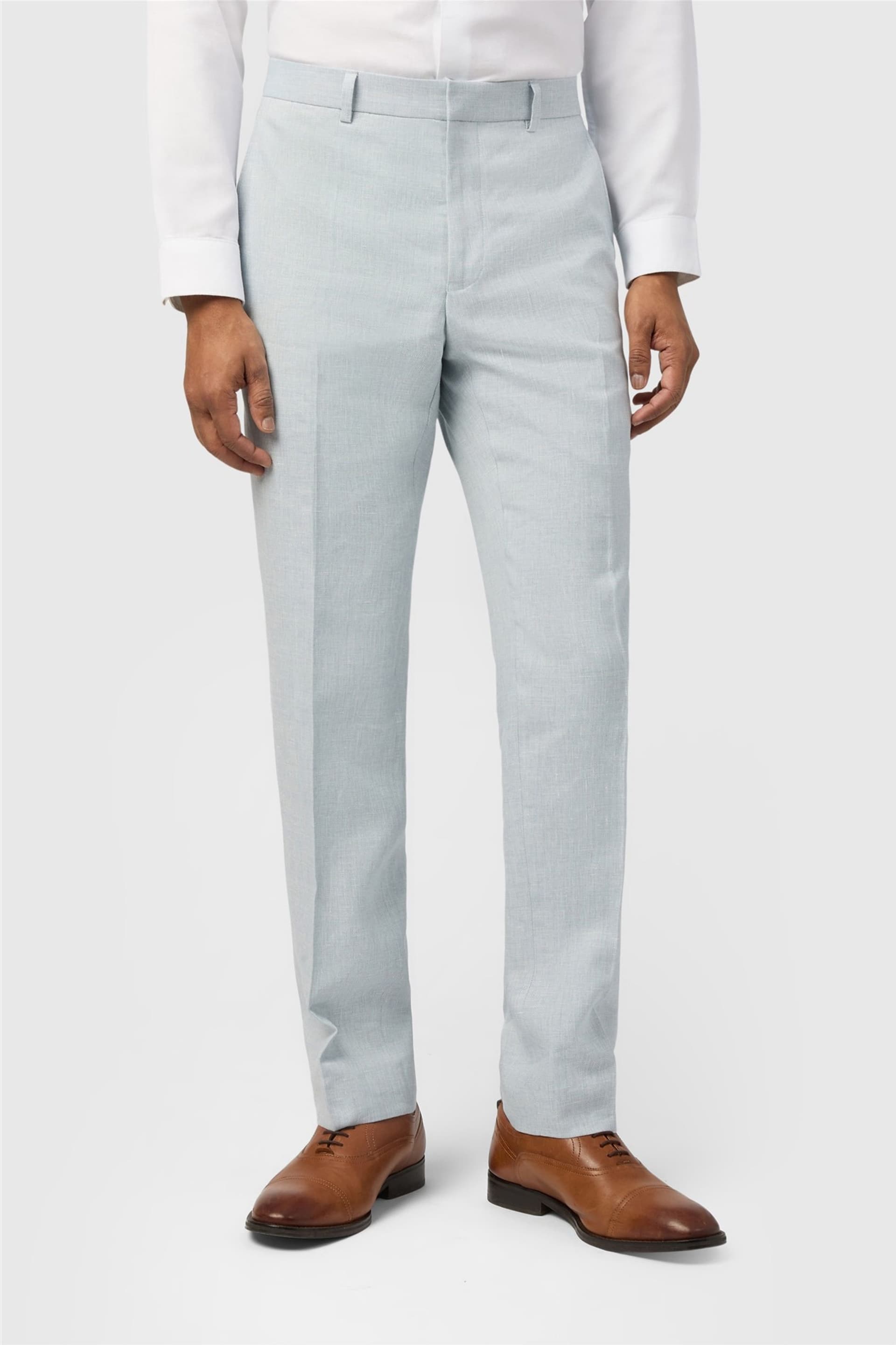 Ted Baker Ted Baker Men's Flat Fronted Slim Fit Suit Trousers in Pale Blue