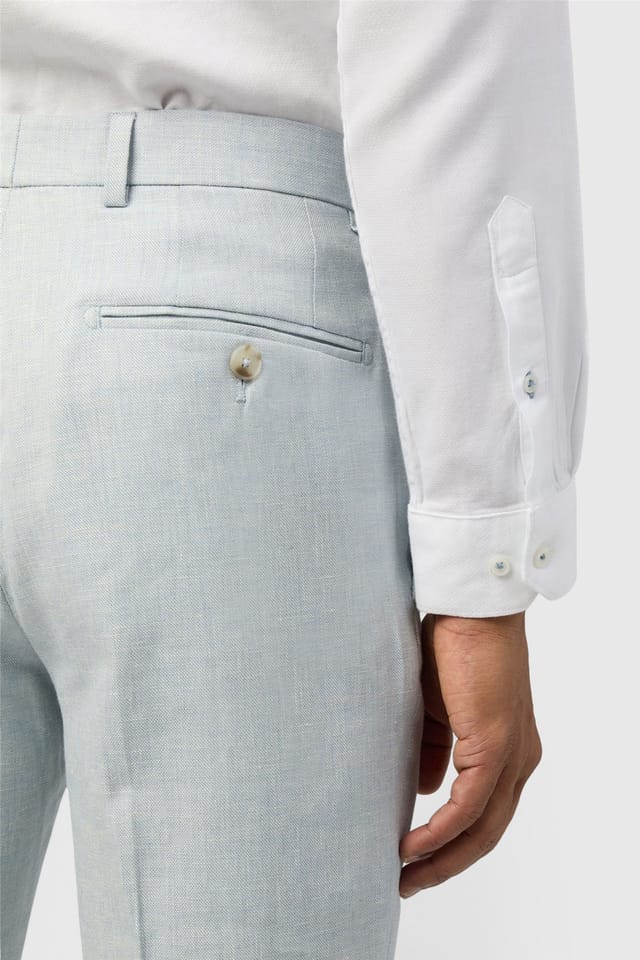 Ted Baker Ted Baker Men's Flat Fronted Slim Fit Suit Trousers in Pale Blue - 3