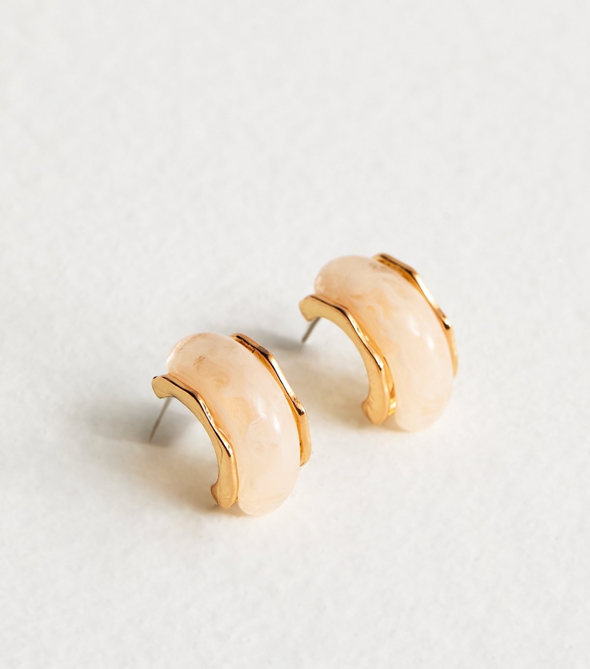 New Look Cream Resin Gold Tone Chunky Half Hoop Earrings New Look - 3