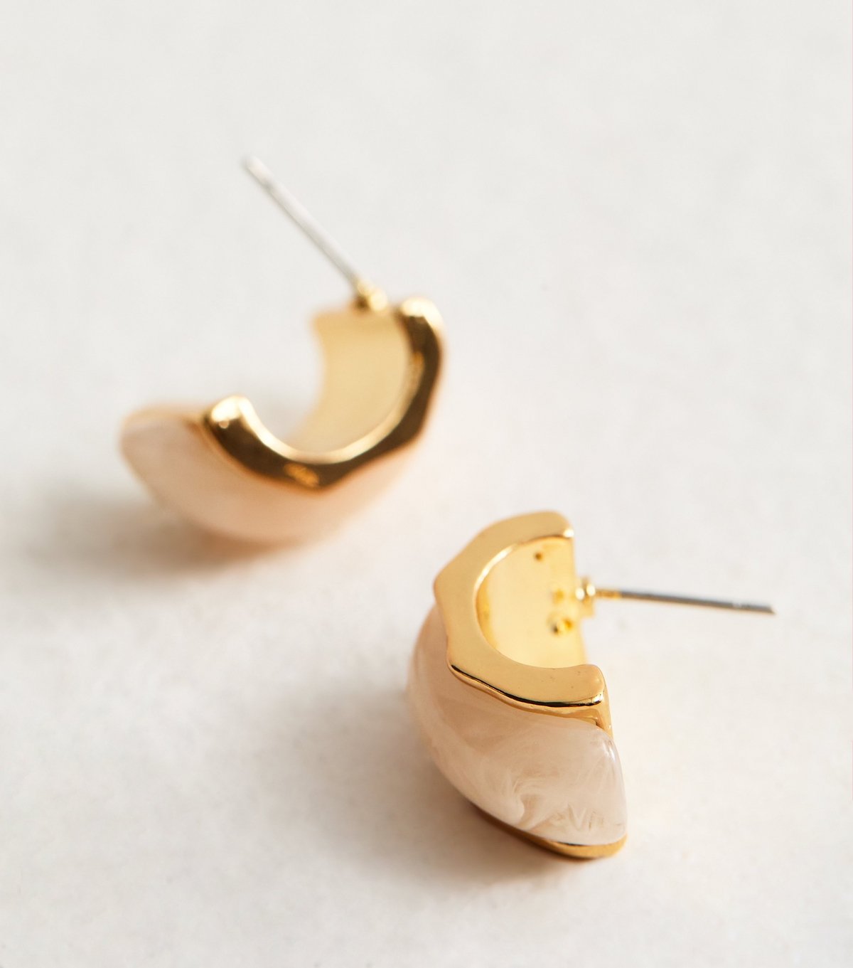 New Look Cream Resin Gold Tone Chunky Half Hoop Earrings New Look - 4