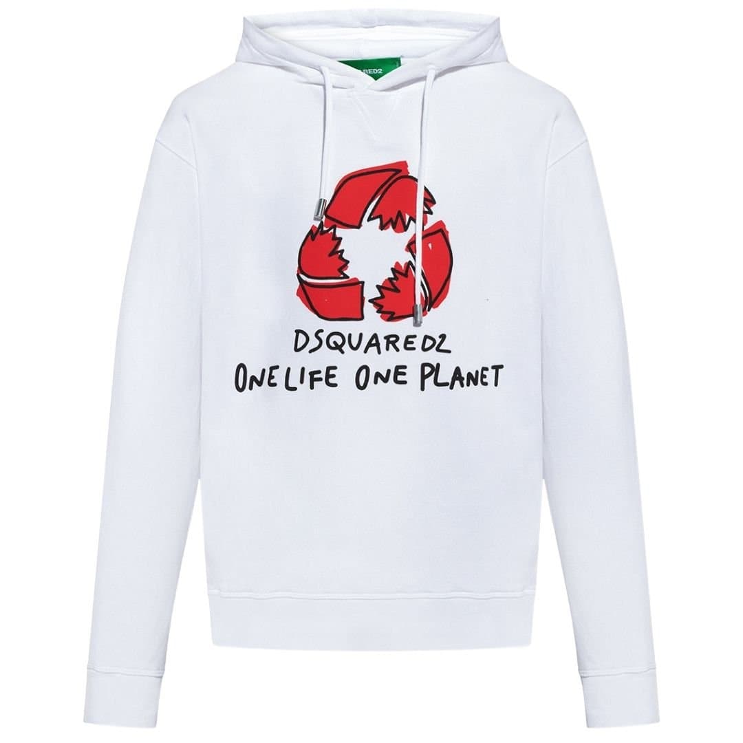 Dsquared2 Dsquared2 Men's One Life one Planet White Hoodie