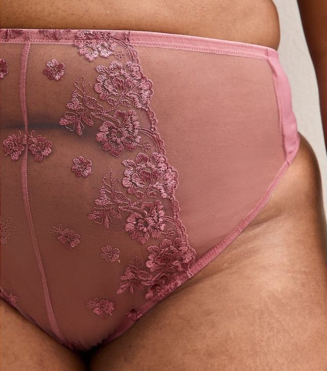 New Look Women's Plus Size Pink Embroidered High Waisted Brazilian Briefs Curves New Look - 2
