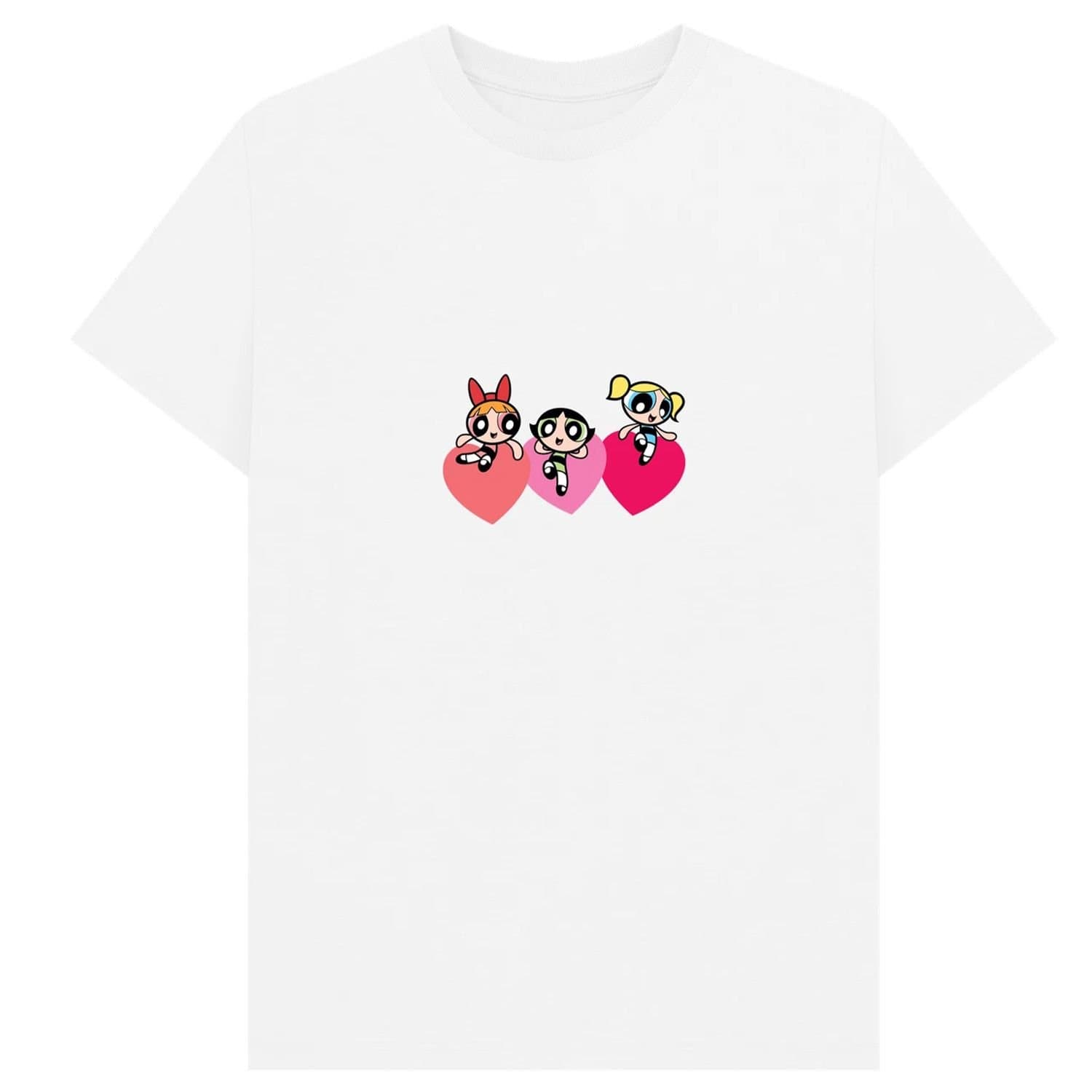 Powerpuff Girls Powerpuff Girls Men's Triple Heart T-Shirt in White