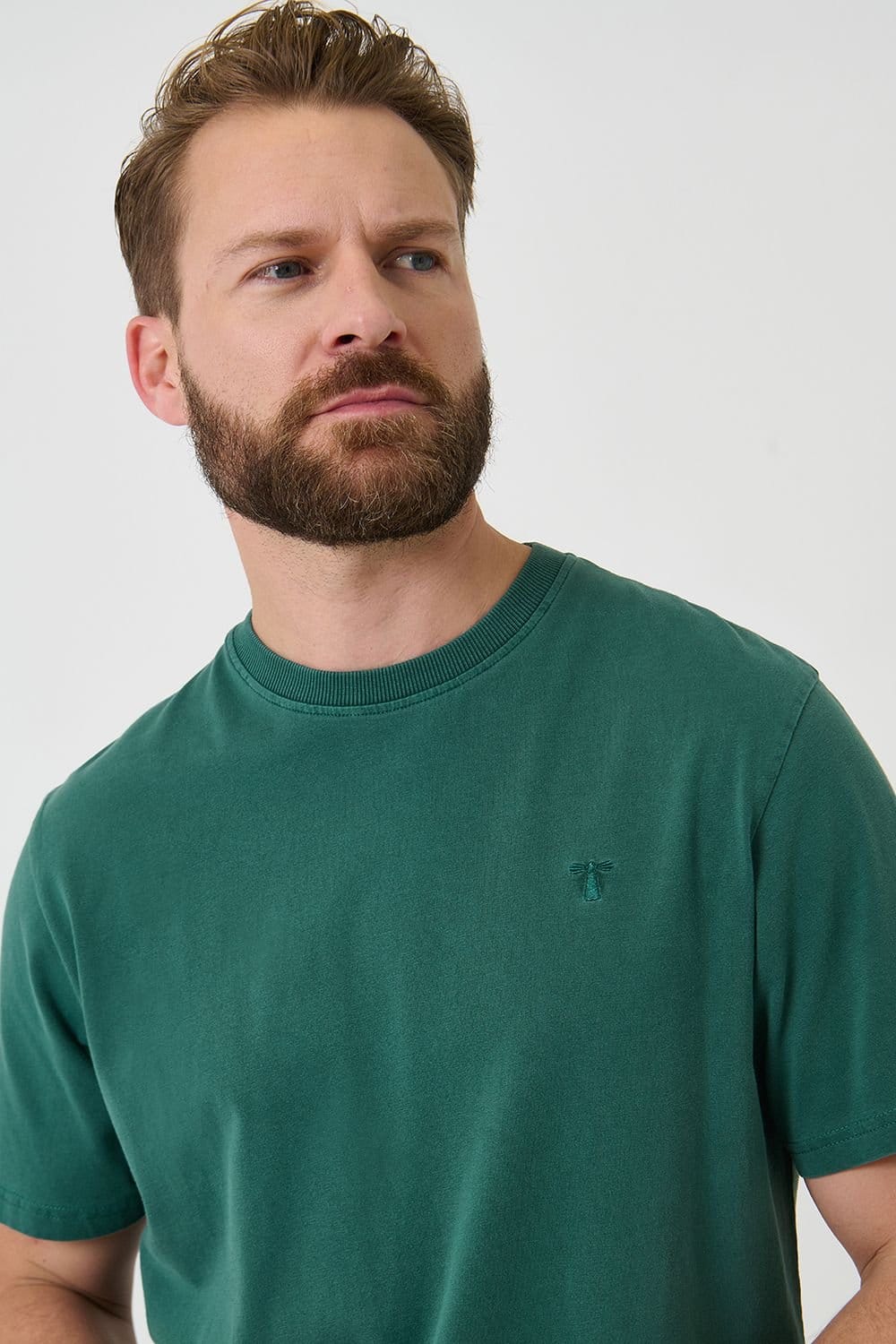 Saltwell Saltwell Men's Garment Dye Cotton Jersey Crew Neck T-Shirt in Bottle Green - 4