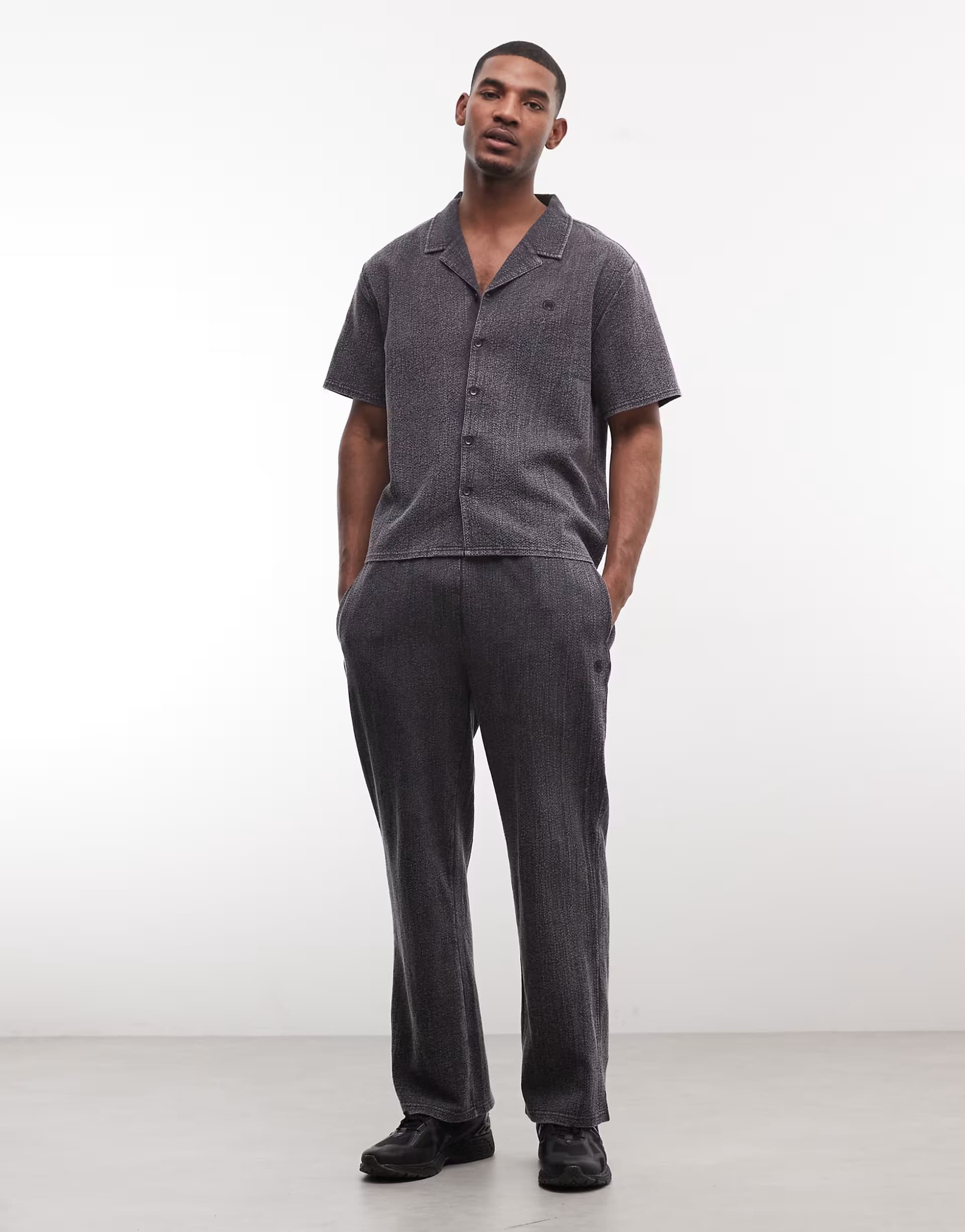 ASOS Good For Nothing co-ord baggy trousers in black seersucker