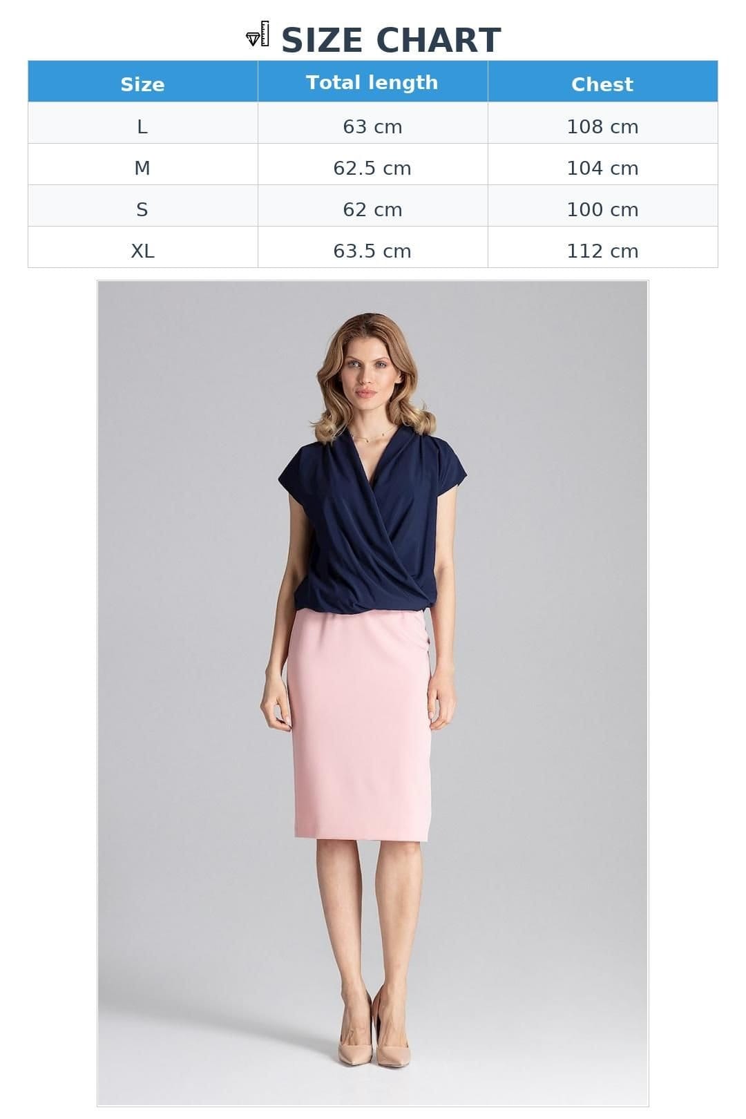 Love Lace Love Lace Women's Airy Envelope Neck Blouse with Short Sleeves in Blue - 4