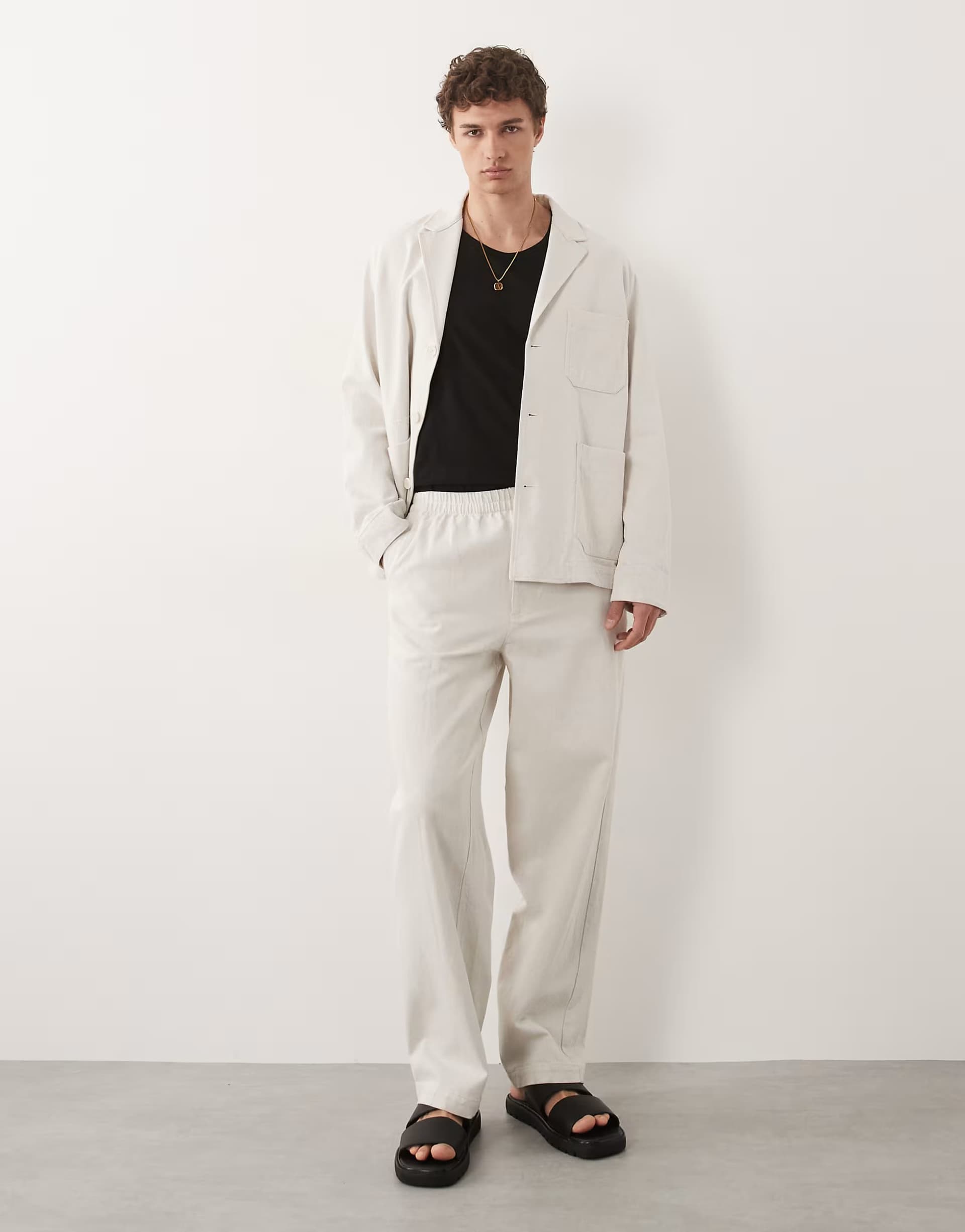 ASOS ASOS ARKET Off White Cotton Wide Leg Trousers