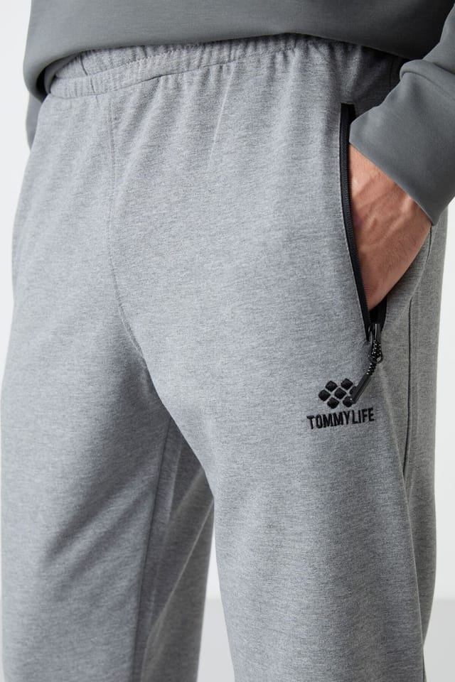 Tommy Life Tommy Life Men's Solid Pull-on Sweatpants With Zip Pocket in Grey - 3