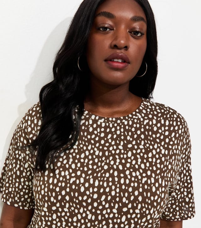 New Look Women's Plus Size Brown Leopard Print T-Shirt Curves New Look - 3