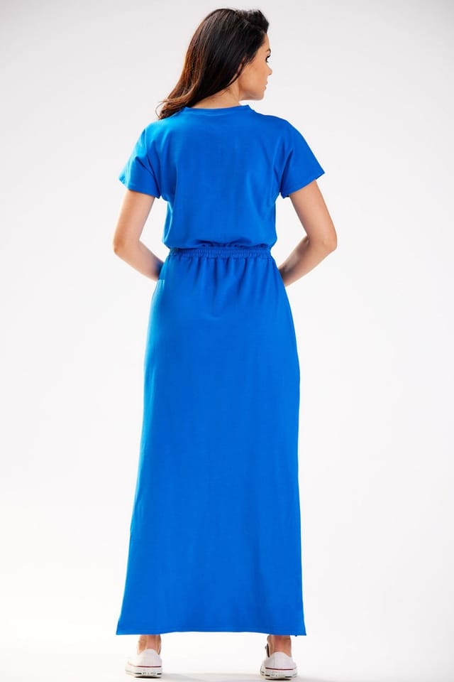 Love Lace Love Lace Women's Poland Made Heart Neck Maxi Dress in Blue - 3