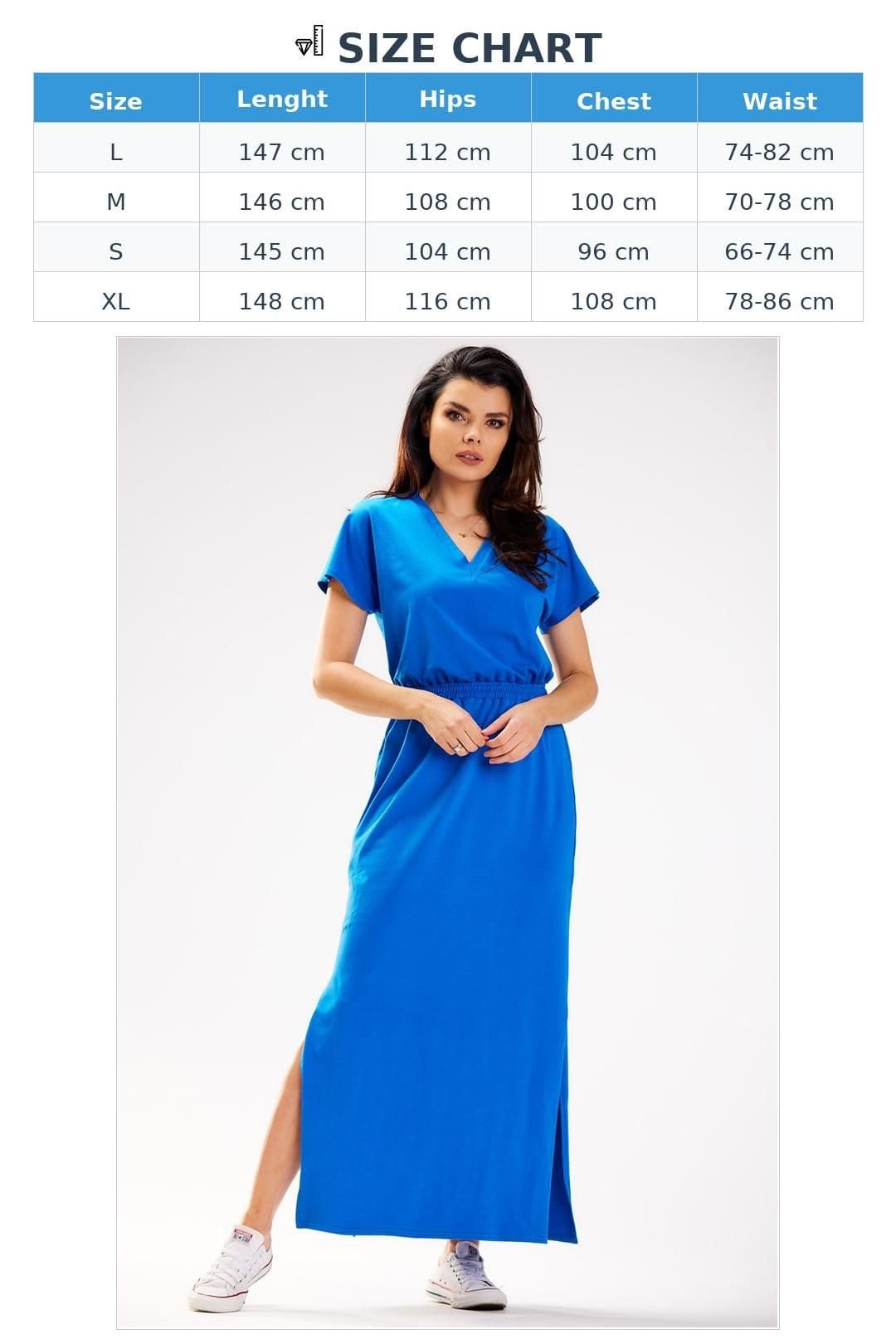 Love Lace Love Lace Women's Poland Made Heart Neck Maxi Dress in Blue - 4