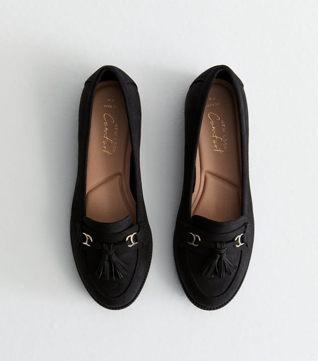 New Look Women's Wide Fit Black Suedette Loafers New Look - 2