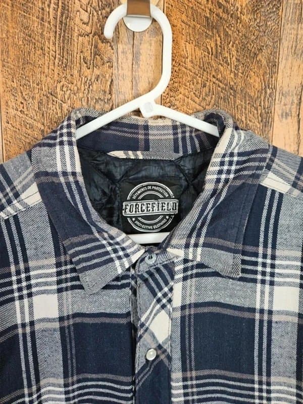forcefield Forcefield – Navy Grey Quilted-Lined Flannel Shacket – Men’s XXL