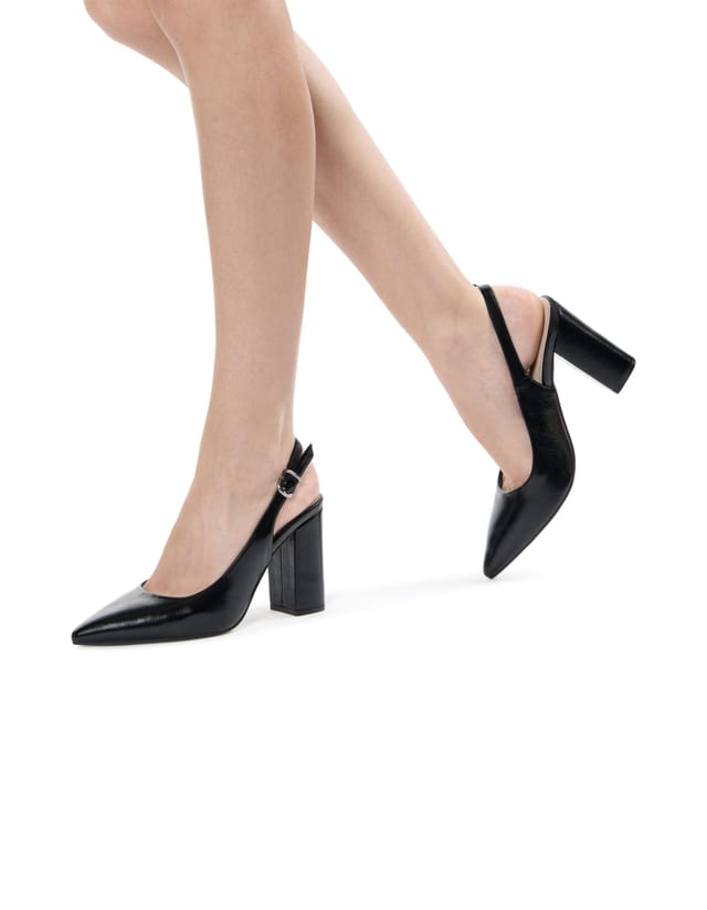 Paradox London Paradox London Women's Irisa' Block Heel Slingback Shoes in Black - 2