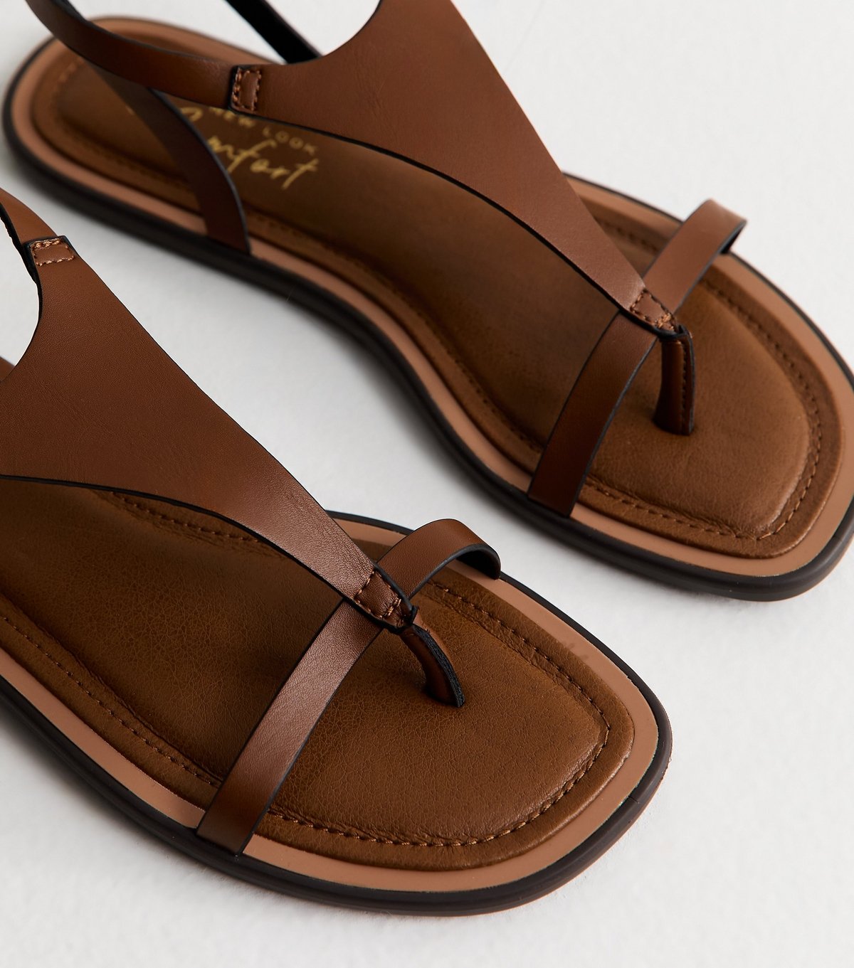 New Look Women's Brown Faux Leather Thong Sandals New Look - 3